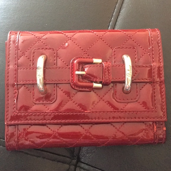 Burberry Handbags - Burberry red patent leather trifold wallet